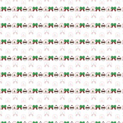 Christmas seamless pattern with beads, baubles, and background. Perfect for holiday invitations, winter greeting cards, wallpaper and gift paper