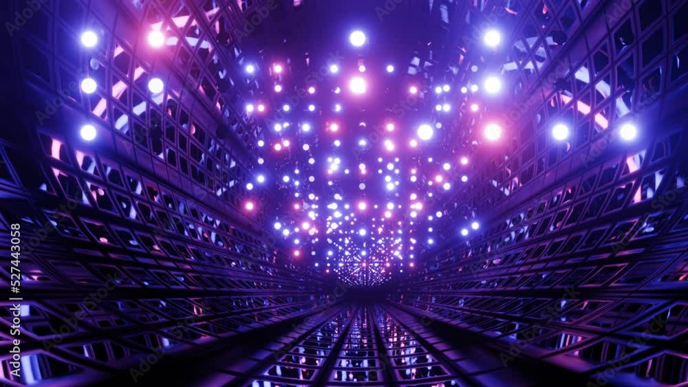 Poster data flow in tube channel. fly through hi-tech futuristic environment or neon tunnel, complex sci-fi