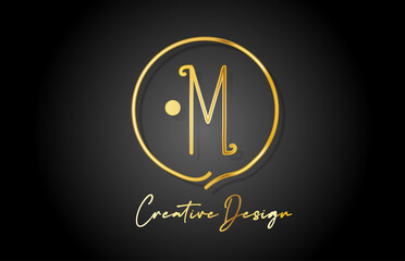 M gold yellow alphabet letter logo icon design with luxury vintage style. Golden creative template for company and business