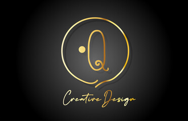 Q gold yellow alphabet letter logo icon design with luxury vintage style. Golden creative template for company and business