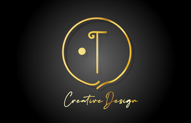 T gold yellow alphabet letter logo icon design with luxury vintage style. Golden creative template for company and business