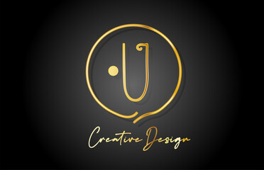 U gold yellow alphabet letter logo icon design with luxury vintage style. Golden creative template for company and business