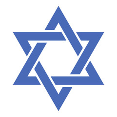 The Star of David is an ancient Jewish symbol in the form of a hexagram. Seal of King Solomon. State symbol of Israel.