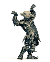 little alien warrior is doing a bodybuilding pose