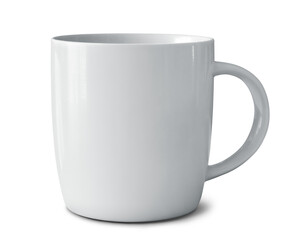 White ceramic mug isolated on empty background