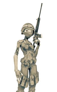 soldier girl cartoon girl is ready for war