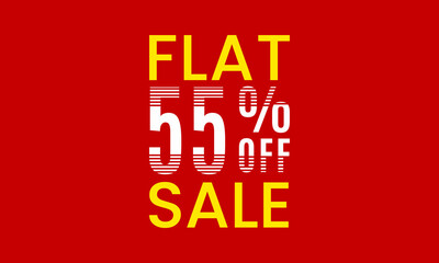 flat 55 percent off sale, flat 55 percent vector typography, abstract 55 percent discount