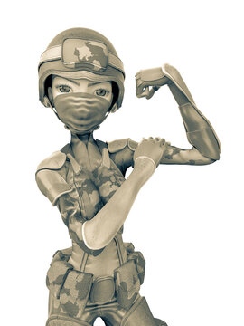 soldier girl cartoon girl got the power