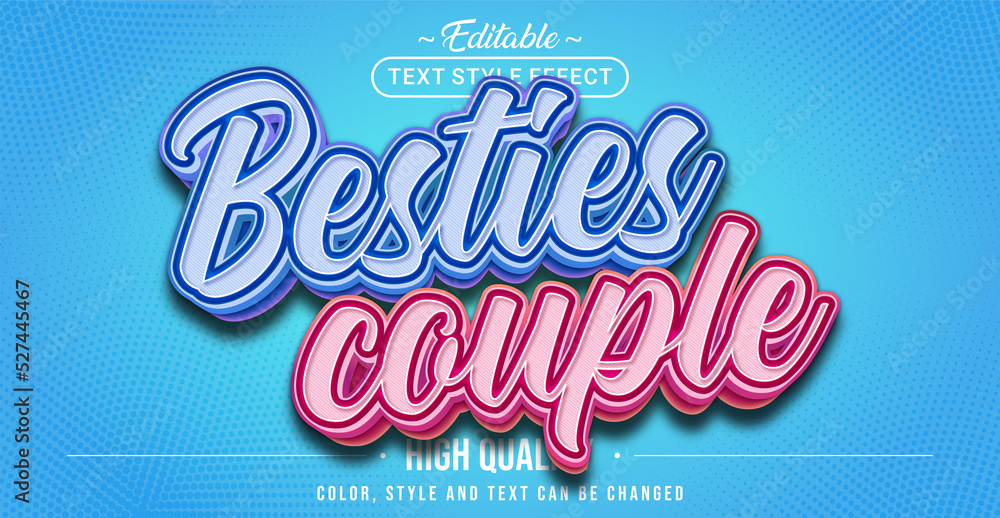 Poster editable text style effect - besties couple text style theme.
