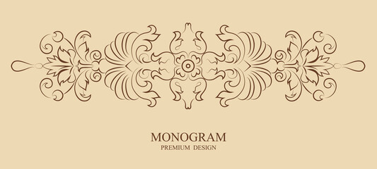 Decorative polygraphic vector element on a light background, Vintage ornament greeting card vector template, Retro wedding invitation, Vector illustration