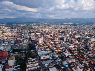 Fototapeta na wymiar Beautiful aerial view of Guatemala City - Catedral Metropolitana de Santiago de Guatemala, the Constitution Plaza in Guatemala