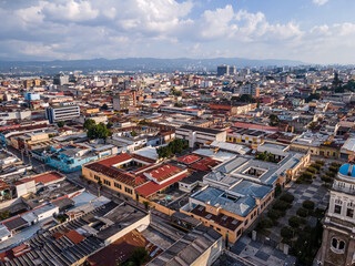Obraz premium Beautiful aerial view of Guatemala City - Catedral Metropolitana de Santiago de Guatemala, the Constitution Plaza in Guatemala