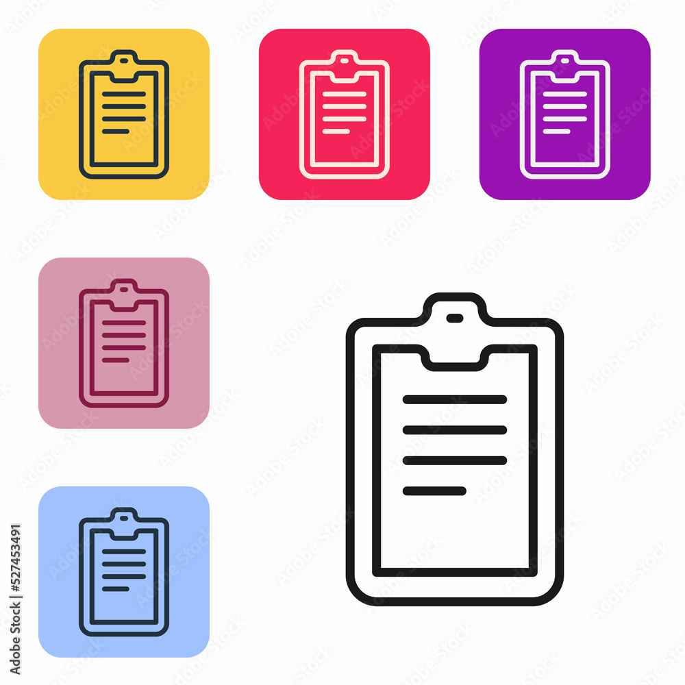 Poster black line psychological test icon isolated on white background. set icons in color square buttons. 