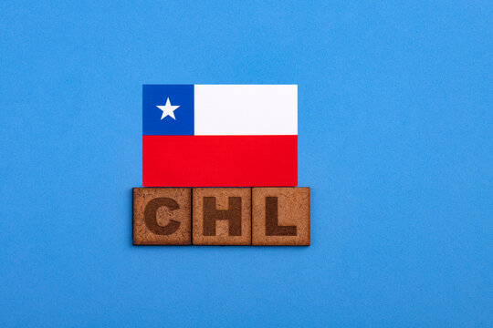 CHL acronym of the country Chile with its flag
