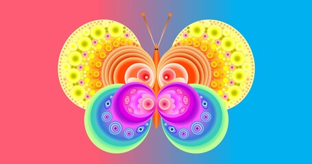2-dimensional animation with butterfly characters that have unique motifs and beautiful colors