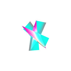 Isolated transparent abstract glitch art shape element.