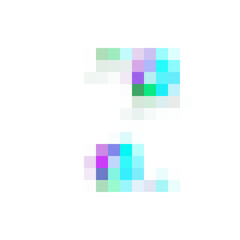 Isolated transparent abstract glitch art shape element.