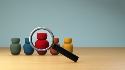 Target customer, buyer persona, marketing segmentation, job recruitment concept. Personalization marketing, customer centric strategies, and hiring. Employee focus.
