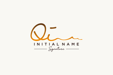 Obraz premium Initial QI signature logo template vector. Hand drawn Calligraphy lettering Vector illustration.