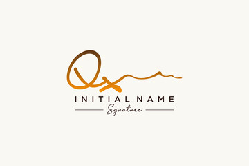 Initial QX signature logo template vector. Hand drawn Calligraphy lettering Vector illustration.