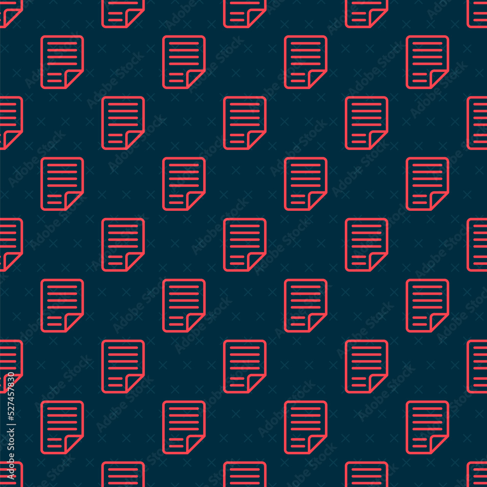 Poster red line file document icon isolated seamless pattern on black background. checklist icon. business 