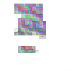 Isolated transparent abstract glitch art shape element.
