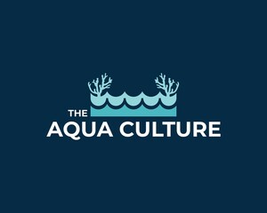 Coral Beach The Aqua Culture Logo Design Vector