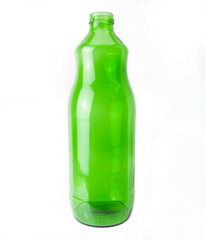 Green bottle glass transparent white background