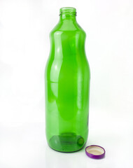 Green bottle glass transparent white background