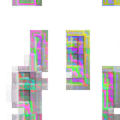 Isolated transparent abstract glitch art shape element.