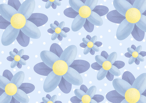 Patrones de flores de pétalos azules