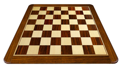 A traditional chess or checkers board front view