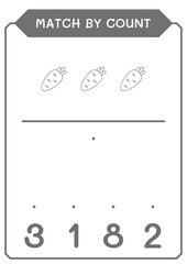 Match by count of Carrot, game for children. Vector illustration, printable worksheet