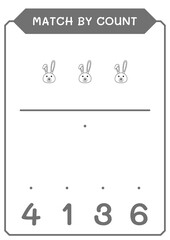 Match by count of Rabbit, game for children. Vector illustration, printable worksheet