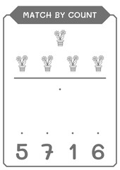 Match by count of Flower, game for children. Vector illustration, printable worksheet