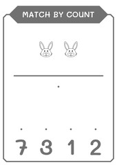 Match by count of Rabbit, game for children. Vector illustration, printable worksheet