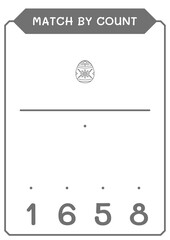 Match by count of Easter egg, game for children. Vector illustration, printable worksheet