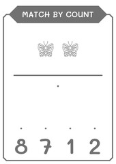 Match by count of Butterfly, game for children. Vector illustration, printable worksheet
