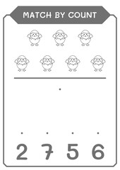 Match by count of Chick, game for children. Vector illustration, printable worksheet
