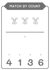 Match by count of Rabbit, game for children. Vector illustration, printable worksheet