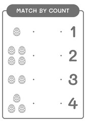 Match by count of Easter egg, game for children. Vector illustration, printable worksheet