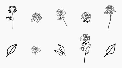 Fototapeta na wymiar hand drawn rose flowers clip art