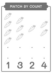 Match by count of Carrot, game for children. Vector illustration, printable worksheet
