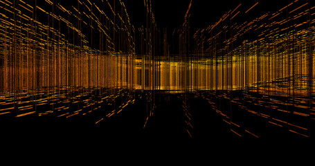 Render with a surface made of a grid of rectangles in yellow light