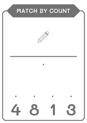 Match by count of Pencil, game for children. Vector illustration, printable worksheet