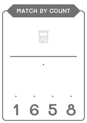 Match by count of Chemistry flask, game for children. Vector illustration, printable worksheet