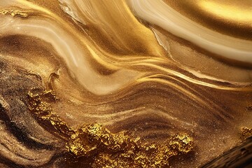 background of gold acrylic paint mixed togething with white paint and gold dust. luxurious and modern wallpaper.