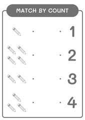 Match by count of Pencil, game for children. Vector illustration, printable worksheet