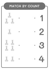 Match by count of Scissor, game for children. Vector illustration, printable worksheet