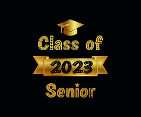 Class of 2023 Senior stickers, cute for Graduation Shirt, Back to School gold and black
